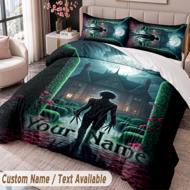 Custom Name Text 3Pcs Bedding Set Edward Scissorhands Duvet Cover And Two Pillowcases