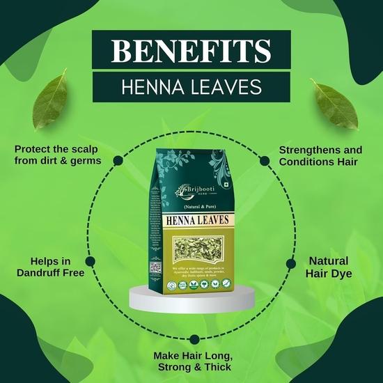 Brijbooti Henna Leaves 400 Gr - Natural & Pure Heena Leaves Mehndi (For Hair Color & Hand Color)