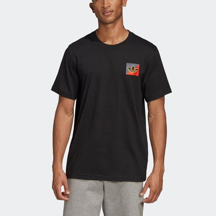 Adidas Оригинальная футболка с короткими рукавами и вышивкой в ​​виде трилистника, мужские топы, черные FM3400