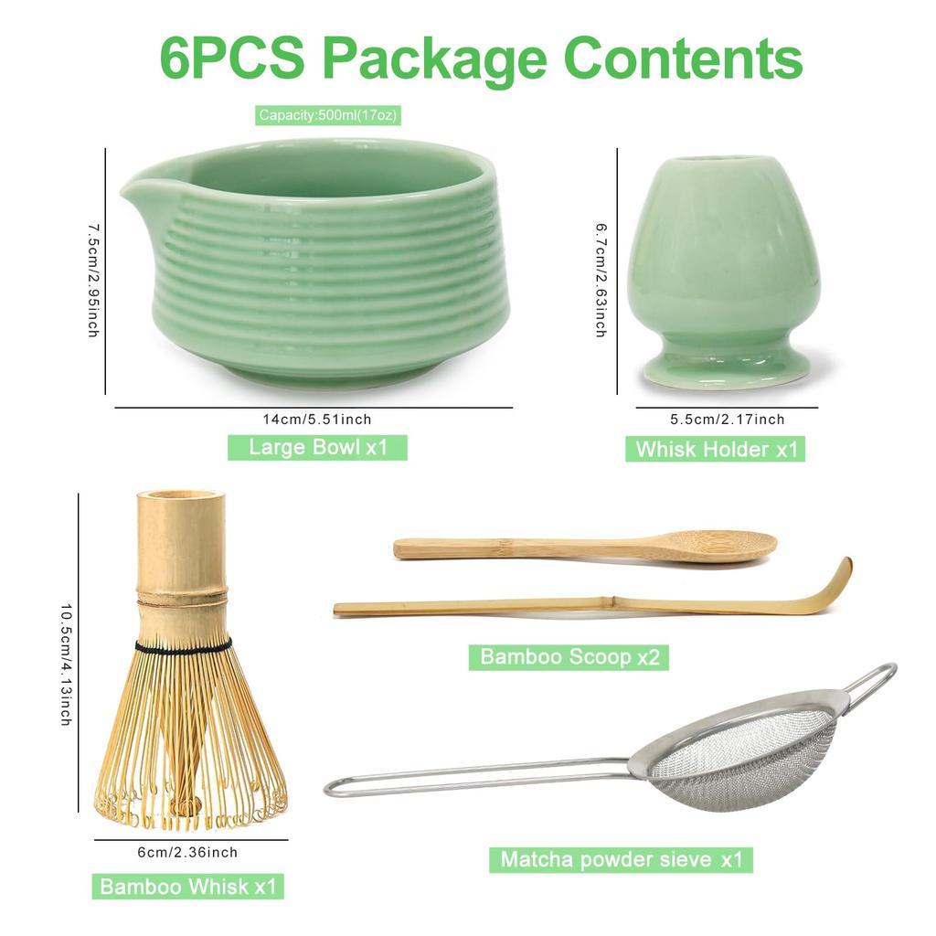 Valuetom Matcha Tea Ceremony Set Tea Chasen Matcha and Tea Perfect for and Perfect Birthday Gifts Set, 6-Piece (Katakuchi Bowl, Chasen, Chashaku,