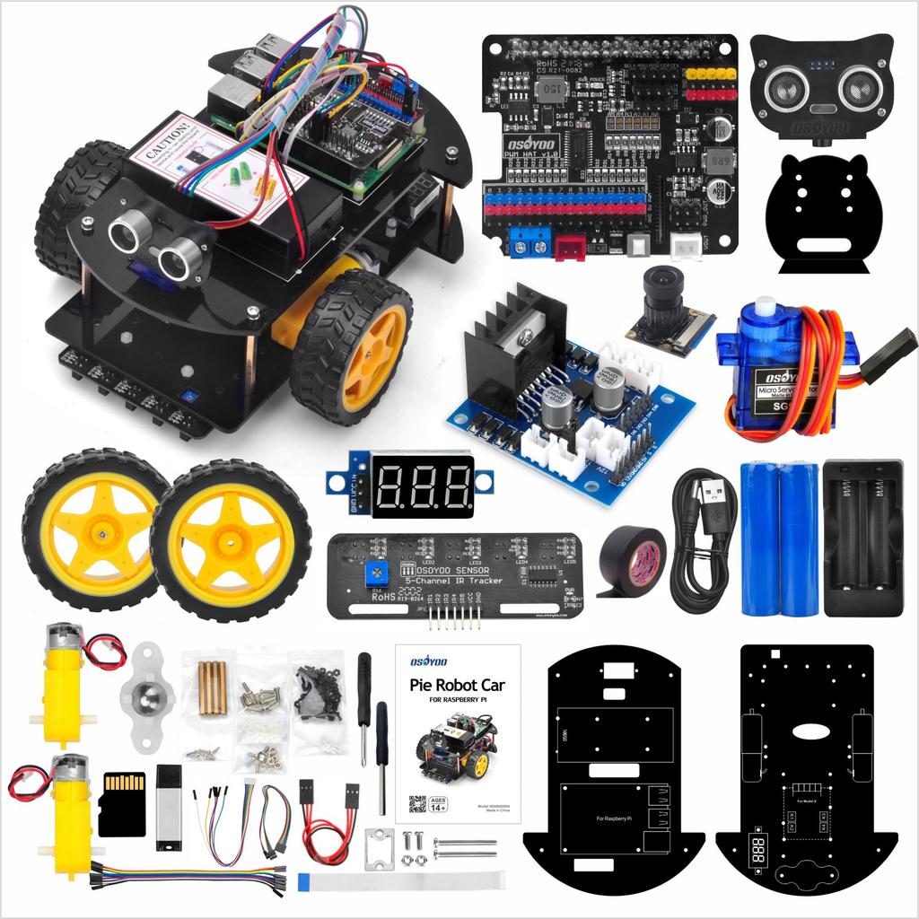 OSOYOO Робот-машина Smart, совместимый с Raspberry Pi и DIY Smart Kit для STEM, изучает программирование на Python для учеников средней школы и включает линию