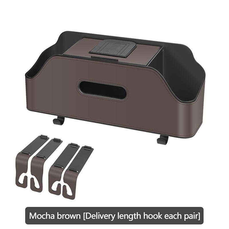 Car Headrest Storage Box Leather Tissue Box Multifunctional Car Backseat Hook Organizer Holder Car Seat Back Storage Box