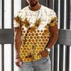 Summer Round Neck 3D Funny Honeycomb Bee Print Top Fashionable Casual Short Sleeved Men's T-shirts