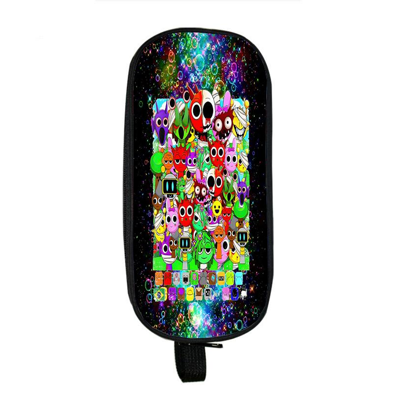 Пенал Sprunki Incredibox для студентов, двухслойный пенал для школьных принадлежностей с игрой в жанре ужасов, канцелярские принадлежности для детей, коробка для ручек