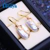 LSOOYH Natural Freshwater White Big Baroque Pearl Earrings For Women Fashion Cultured Pearls Stud Earrings