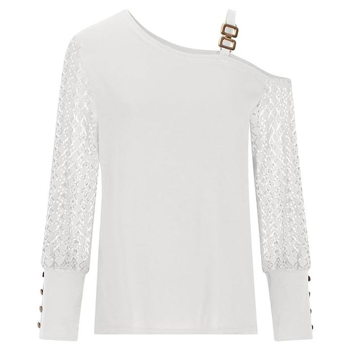 Womens Long Sleeve Blouse Shirts Solid Color Pullover T-shirts Sexy Off-shoulder Y2k Top