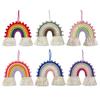 Macrame Rainbow Wall Hanging 6 Lines Tapestries DIY Rope Ornaments with Tassels for Nursery Kid Room Home Decorations BAN