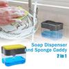 2 In 1 Soap Pump Dispenser for Dishwasher Liquid,Soap, Sponge Holder (385ml) Free Sponge