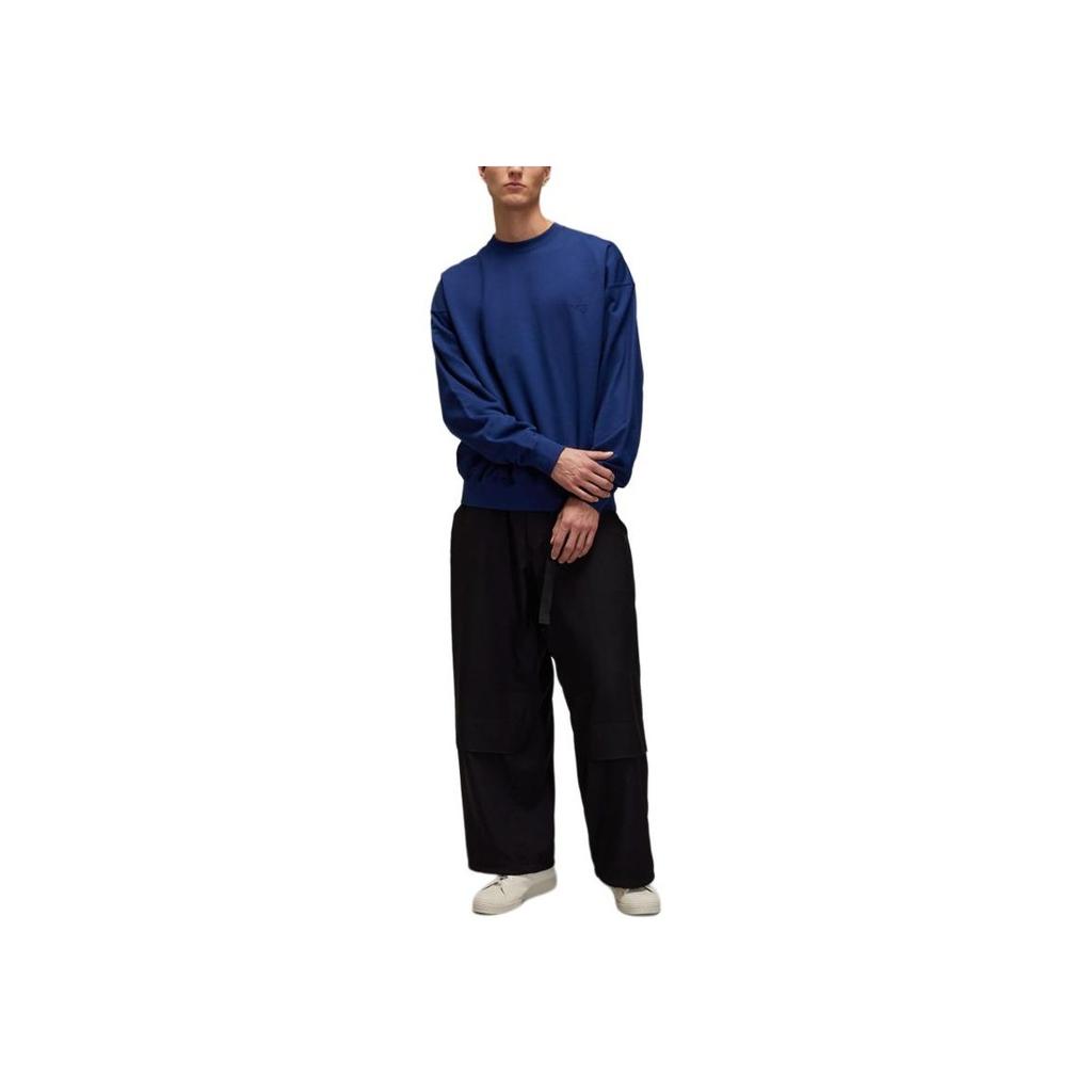 Y-3 Однотонный свитшот с круглым вырезом, спущенным плечом и длинными рукавами, мужской, темно-синий, JM7867