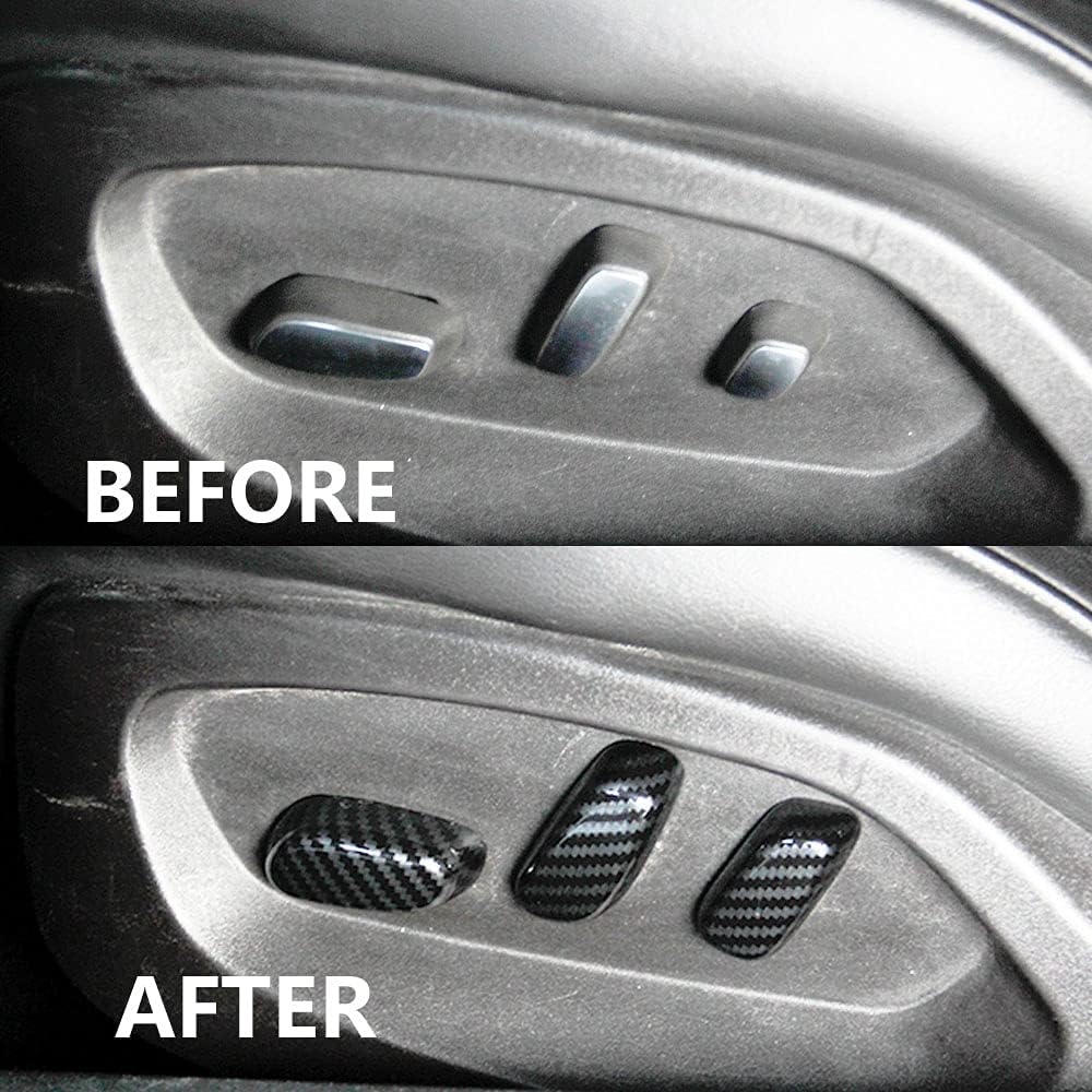 Carbon Fiber Look Interior Seat Adjustment Button Accessories for 2014 2015 2016 2017 2018 Chevrolet Corvette C7