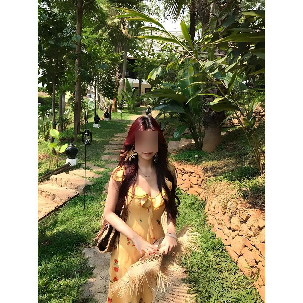 Женское длинное платье без рукавов с V-образным вырезом для пляжного отдыха, новинка начала лета, уникальное и красивое платье с защипом на талии с цветочным принтом