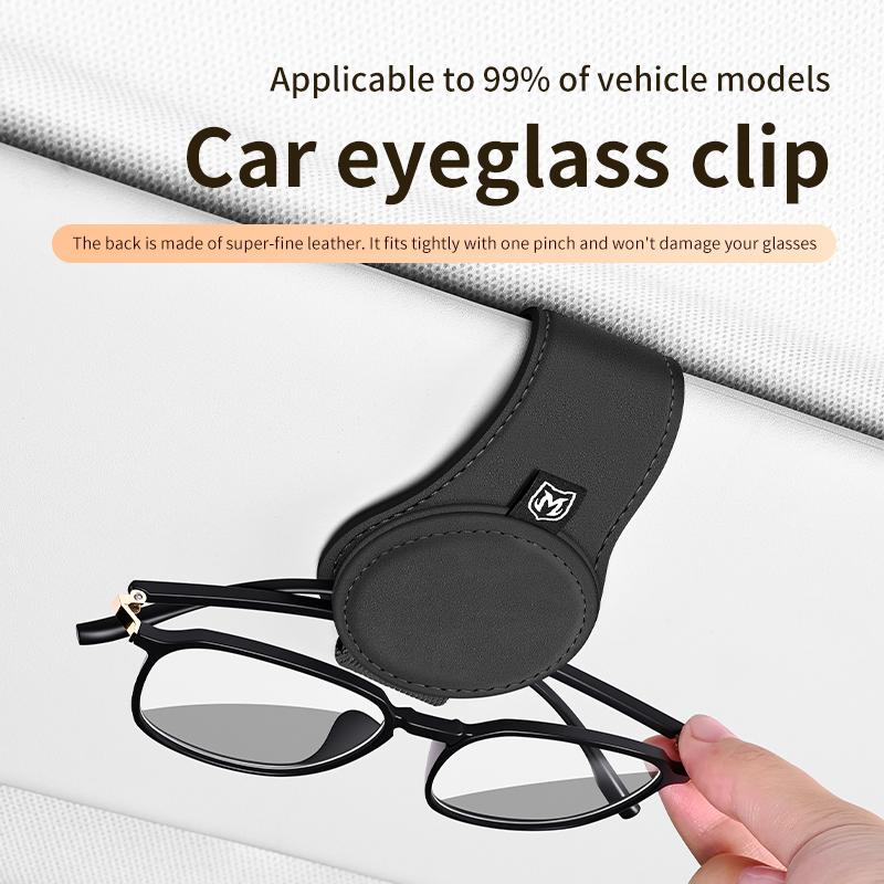 Multi-Function Car Auto Sun Visor Eyeglass Hanger Clip Magnetic Leather Glasses Holder Universal Automobile Accessories Storage