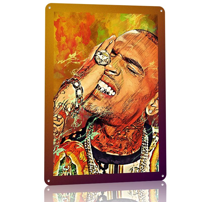 Chris Brown Tinplate Poster Customized Wall Art Retro Vintage Metal Signs for Fans Decoration Garage Decorations Desk Decor Room