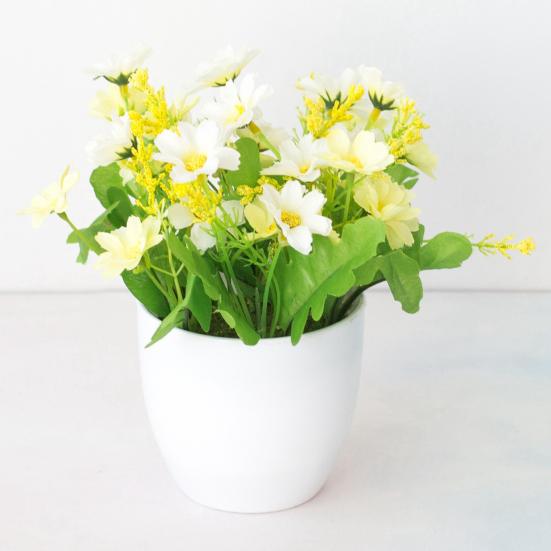 Имитация бонсай астры офисный декор для рабочего стола пластиковый красочный свежий искусственный цветок в горшке для вечеринок