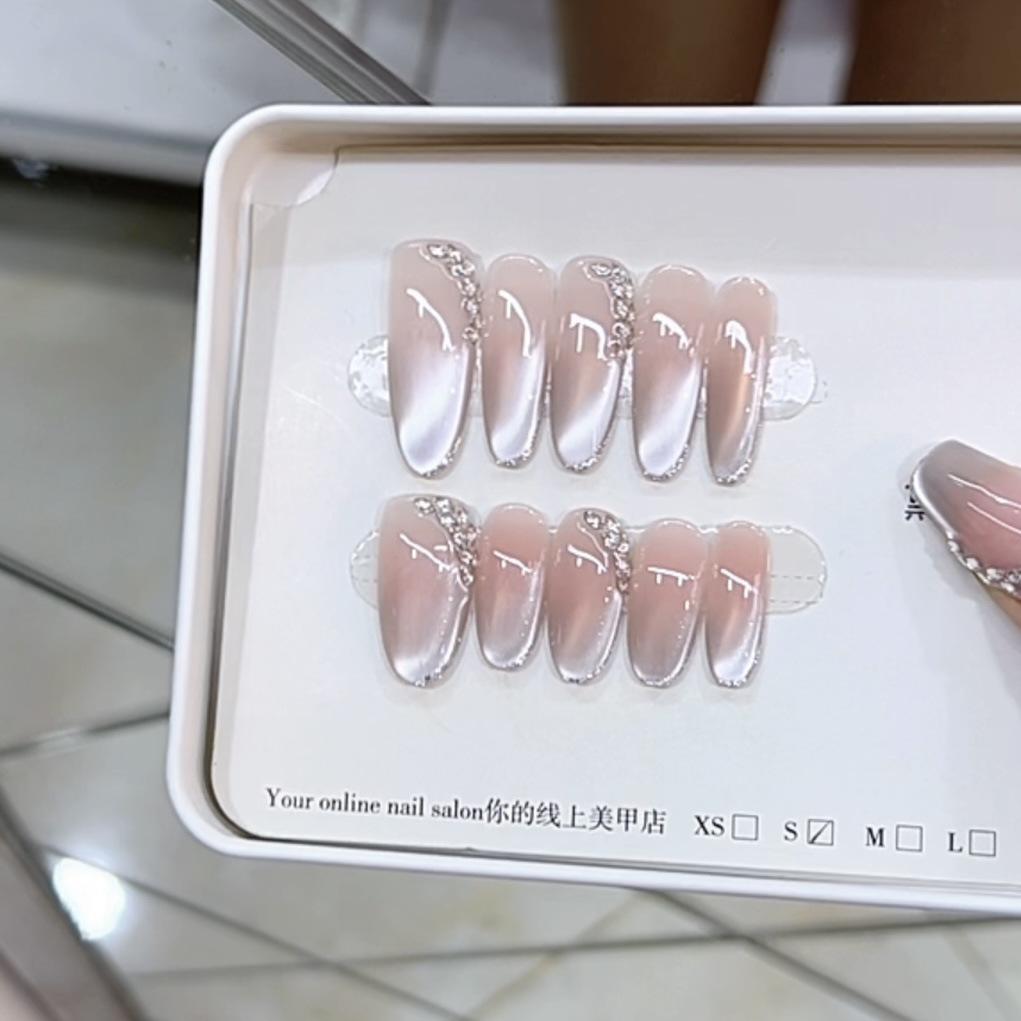 Pure Hand-dressed Armor Spring and Summer New Style Meteor Shower Wheat Ear Ice-transparent Cat Eyes Pure and Lustful Manicure Sticker