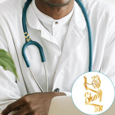 Брелоки для стетоскопа с идентификационной биркой из полированной титановой стали Персонализированная бирка для стетоскопа