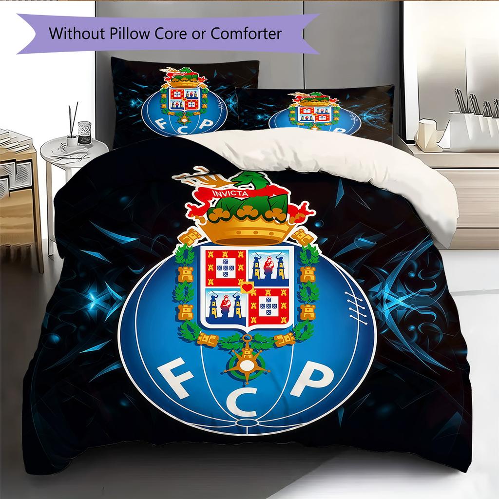 Futebol Clube do Porto Pattern Bedding Quilt Set Home Decoration Gift (1 * duvet cover + 2 * pillowcase without core)