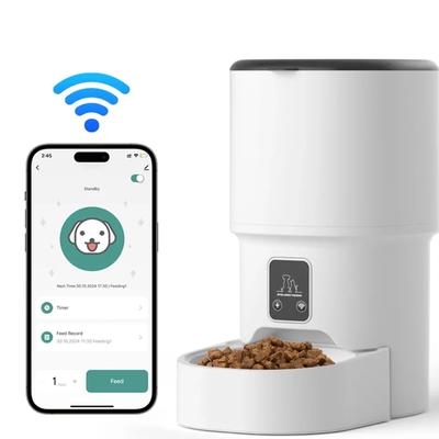 4 л WIFI Кнопка Автоматическая Кормушка для Кошек Интеллектуальная Кормушка для Домашних Животных Кошек и Собак Умный Диспенсер для Корма для Домашних Животных Кошек Кормушка для Домашних Животных(Нет вилки 5В 1А)