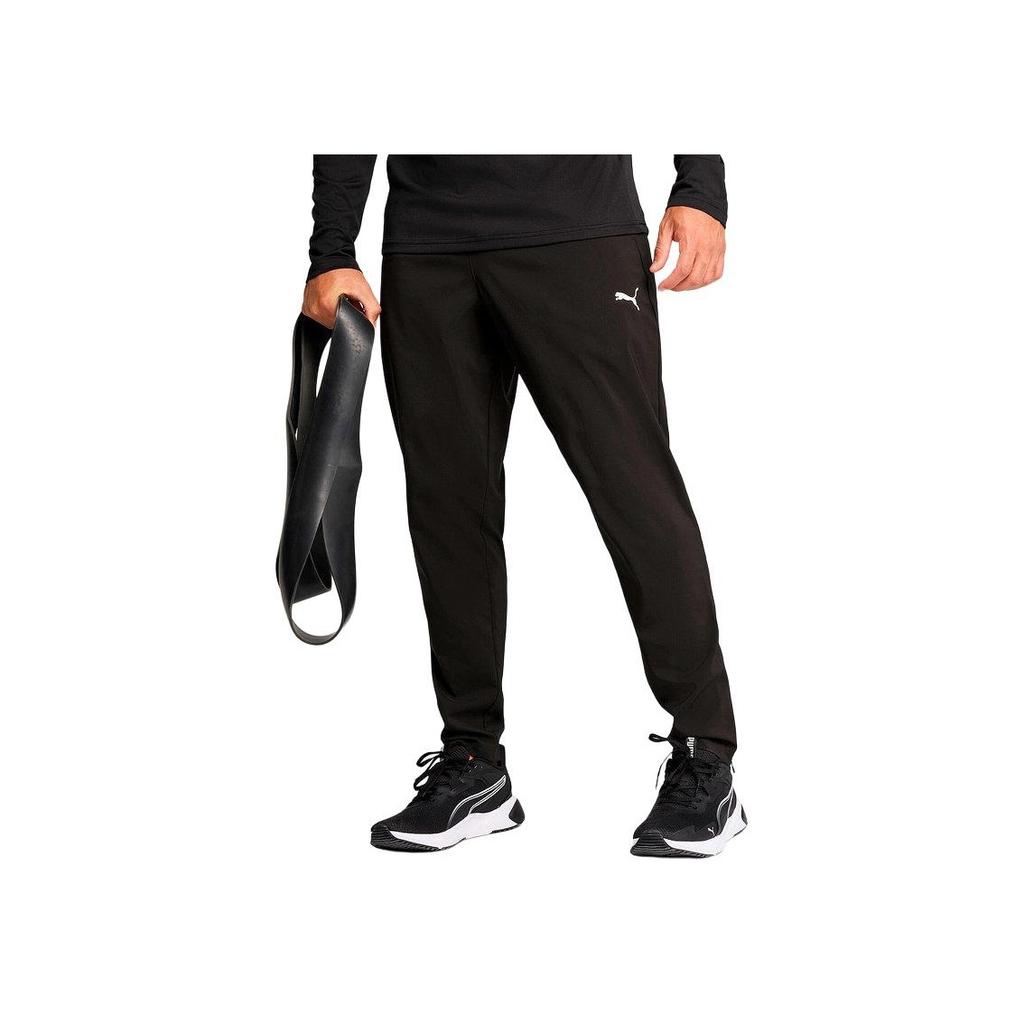 Puma Логотип Дышащие Универсальные Простые Прямые Вязаные Спортивные Штаны Мужские Штаны Черные 527371-01