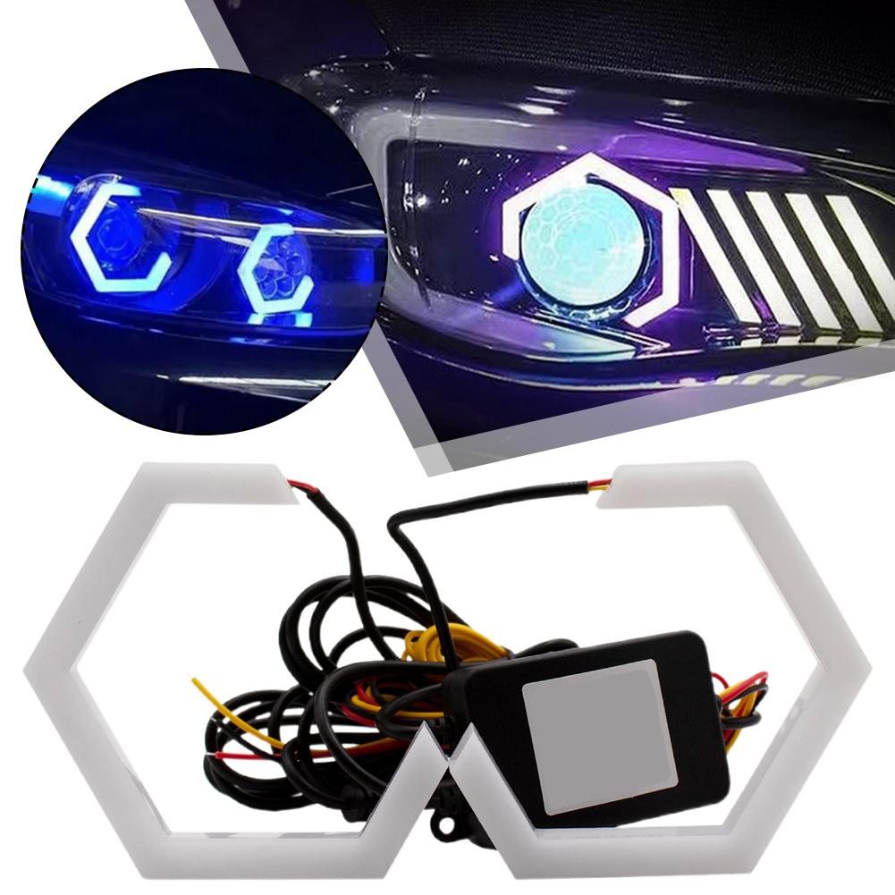 Hexagon Angel Eyes Halo Rings Retrofit Headlight Colorful Angel Angel RGB Eye Lights Led Univer V2O1