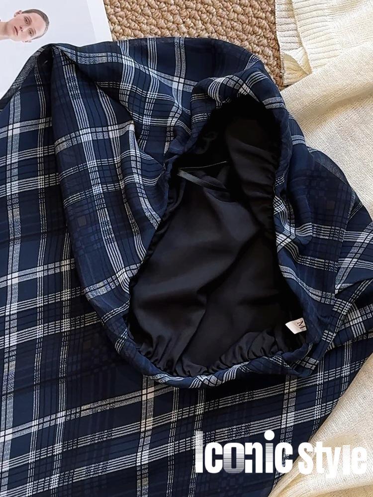 Женская ретро-юбка в синюю клетку "рыбий хвост" - Артистичный летний стиль, стройнящая