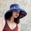Women's Double-sided Sun Visor Bucket Hat Korean Style All-match Ethnic Style Travel Sun Protection Beach Hat