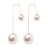 Earrings U-Shaped Double Sided Faux Pearl Gold Plated Ear Dangle Jewelry