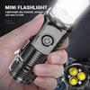 Portable Mini LED Flashlight Powerful 3*Wick Small Pocket Torch USB Rechargeable Strong Light Lantern Super Bright Cap Clip Lamp