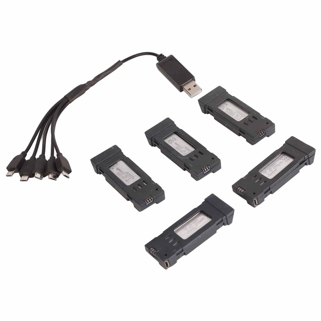 3.7V 1200mAH Lithium Battery Portable Drone Battery with 5 In 1 Charger Cable for E58 JY019 RC