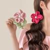 Hair Tie Handmade Satin Flower Decor Hair Tie with Imitation Pearls Large Elastic Soft Hair Band Autumn Winter Hair Accessories