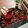 Floral Doormat Absorbent Half Round Floor Mat Non-Slip Door Mat Decorative Entrance Rug