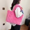 Plush Shoulder Bag Women Fuzzy Tote Fluffy Handbag Solid Color Furry Purse Winter Gift