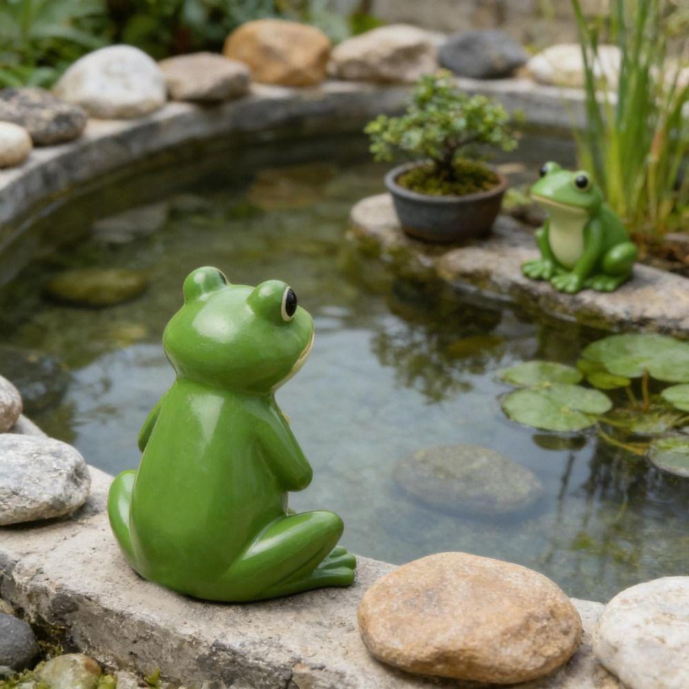 Resin Material Miniature Frog Statue Creative Craft Frog Garden Decor  Bonsai Plants