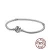 1/100 S925 silver heart crown snake bone bracelet women fashion jewelry DIY bracelet gift for her