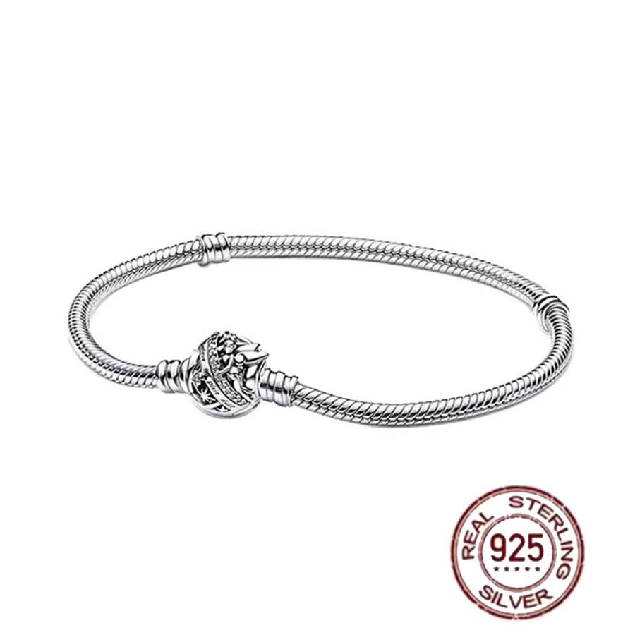 1/100 S925 silver heart crown snake bone bracelet women fashion jewelry DIY bracelet gift for her