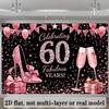 2D plane 60th birthday party backdrop fabric - Pink sequined diamond number theme, YZB