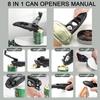 8 In 1 Multifunctional Can Opener Smooth Edge Bottle Jar Opener Anti-slip Hand Grip Canning Opener Kitchen Gadgets