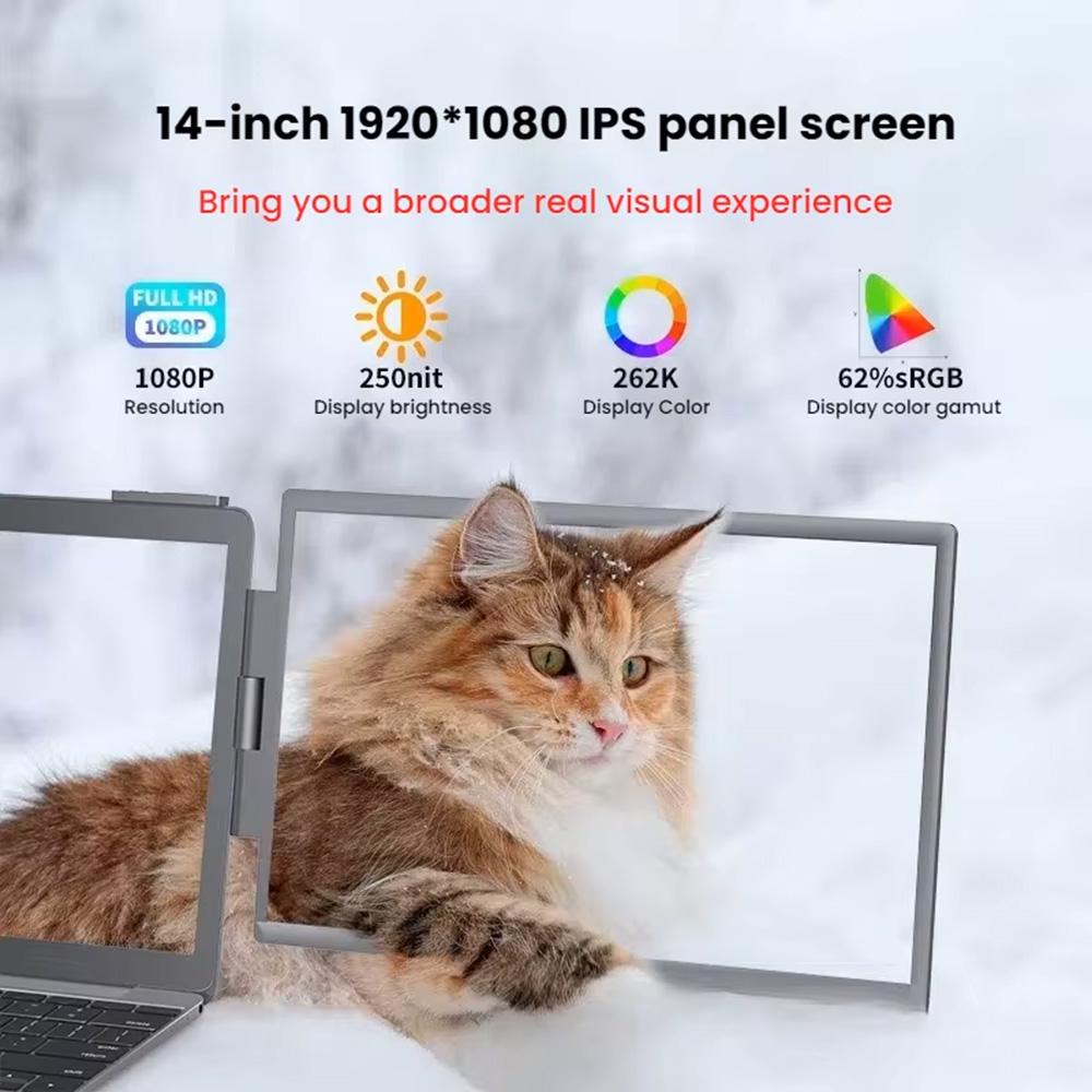 НОВЫЙ 14" Портативный двойной монитор/Одинарный монитор, FHD IPS экран USB-C расширитель для ноутбука для трейдинга/программирования/игр Второй дисплей