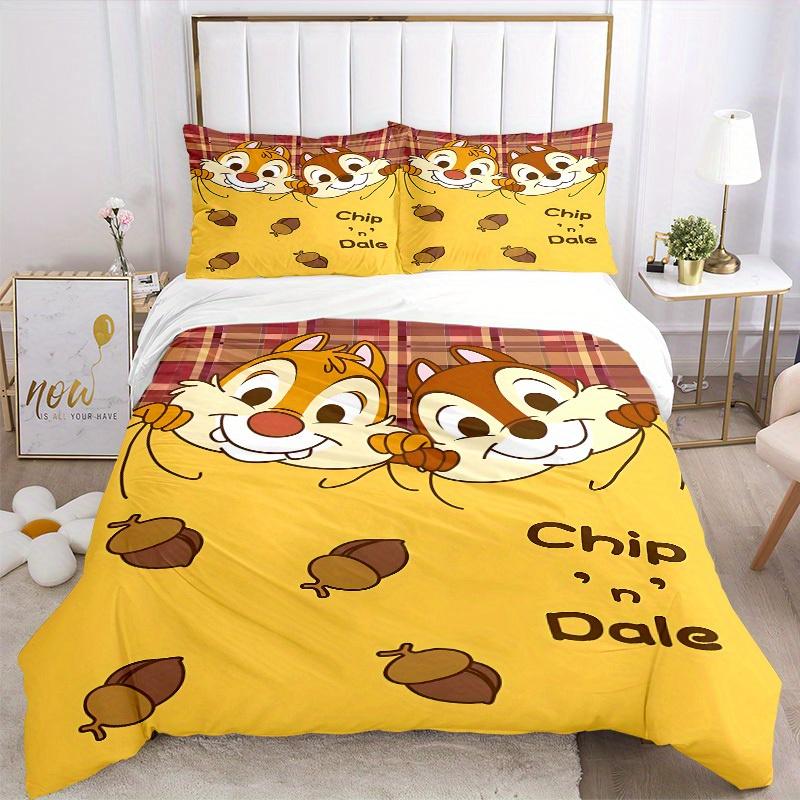 3pcs set Chip & Dale1pc of quilt cover+2pcs of pillowcase, no core, print bedding, All Seasons Bedroom Setting026