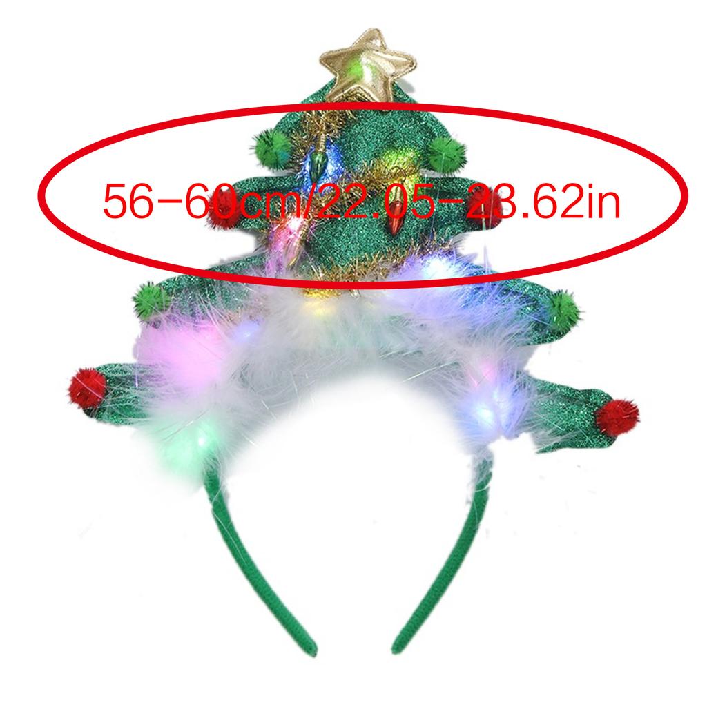 Christmas Tree Headband with LED Lights Festive Party Hair Accessory for Adults and Kids Costume Cosplay Props