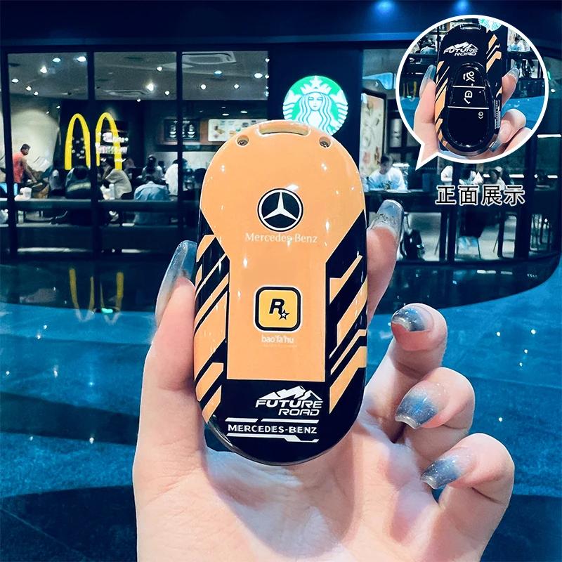 SFX1 Car Key Case Cover for Mercedes Benz 2022 C S Class W206 W223 S350 C260 C300 S400 S450 S500 TPU Shell Fob Holder Protector