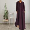 Women Fall Spring Maxi Dress Hooded Loose Solid Color Drawstring Pockets Full Length Pullover Soft Breathable Dress