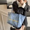 New Canvas Bag Lazy Wind Commuter Versatile Shoulder Bag Niche Casual Letter AB Face Tote Bag
