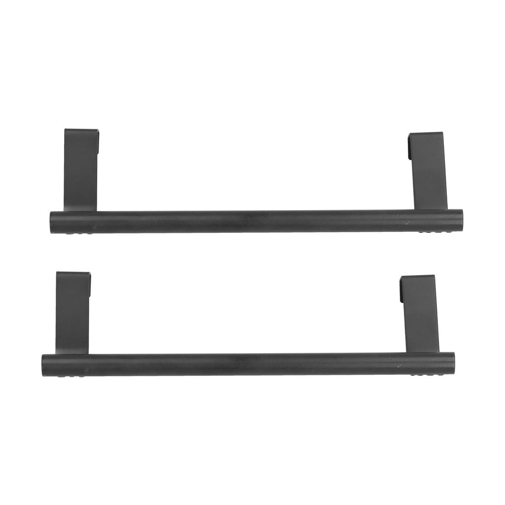 2Pcs Towel Rack Black Hangable Punch Free Nail Free Cabinet Door Towel Rack for Home Hotel23CM