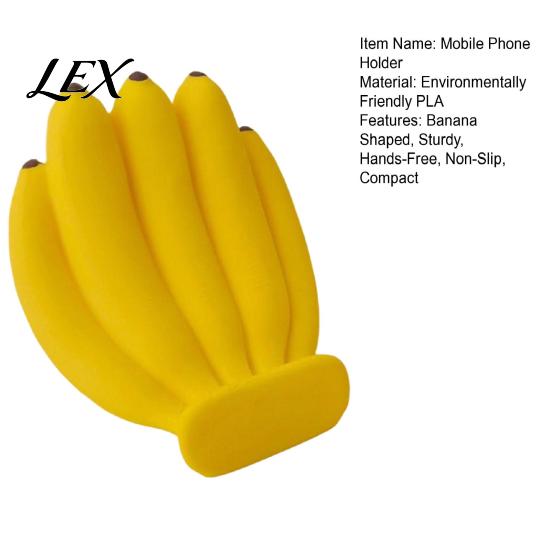 Sturdy Mobile Device Display Holder Cute Banana Phone Stand, Fun Desktop Holder, 3D Printed Creative Desk Ornament, Stress Relief Gift for Home Office