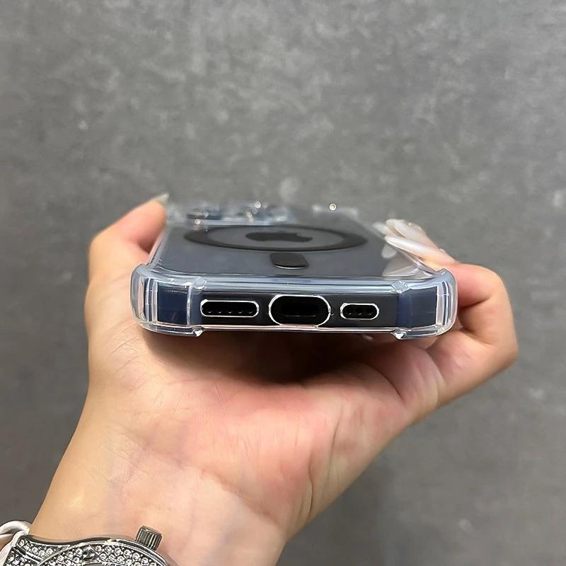 Soft Wireless Charge Magsafe Silicone Phone Case For 11 12 13 14 15 16 Pro Max Plus Transparent Magnetic Bumper Cover