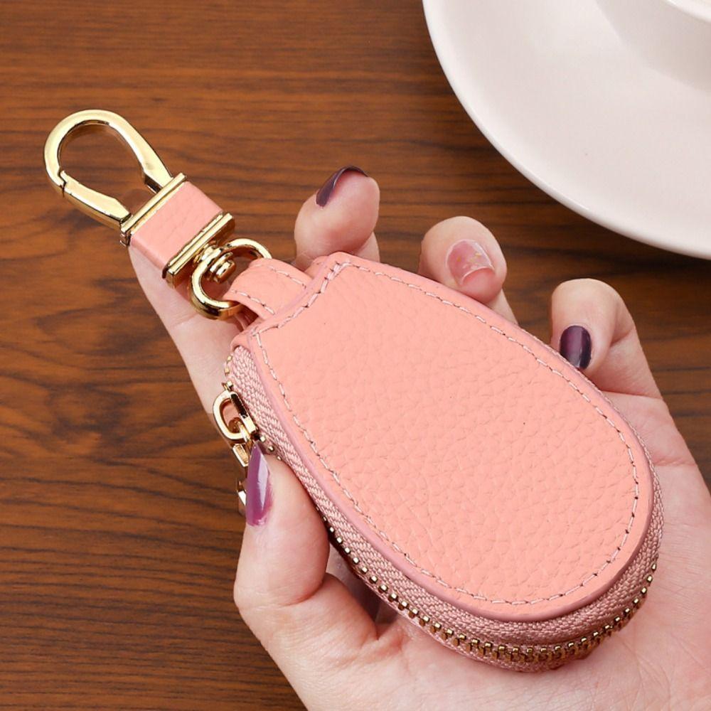 Leather Keychain Holder Zipper Key Pouch Durable Coin Purse Men Women AVE