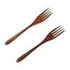 KXLCGYK Set of 2 Lightweight Wooden Forks, 18.8cm, Lacquered, Dinner/Pasta Forks, Wood Grain Finish, Wooden Cutlery