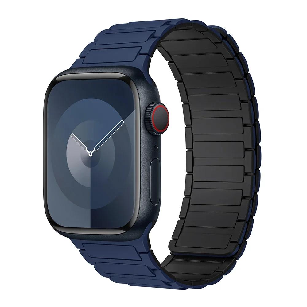 Магнитный спортивный ремешок для Apple Watch Ultra 2 49мм 46мм 45мм 44мм 42мм 38 40 41мм Силиконовый ремешок для IWatch Серии 10 9 8 7 6 5 4