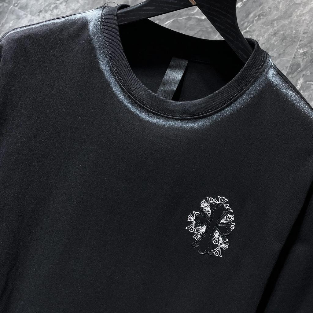 8550 CHROME HEARTS 2025 Летняя новая высококачественная хлопковая футболка с круглым вырезом, свободная, большого размера, для мужчин и женщин, парная футболка